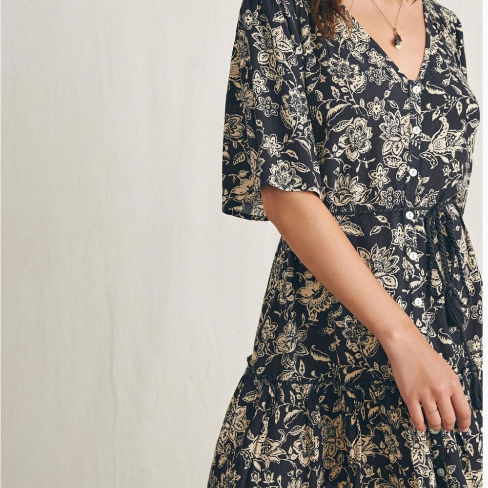 Faherty Orina Floral Black Dress